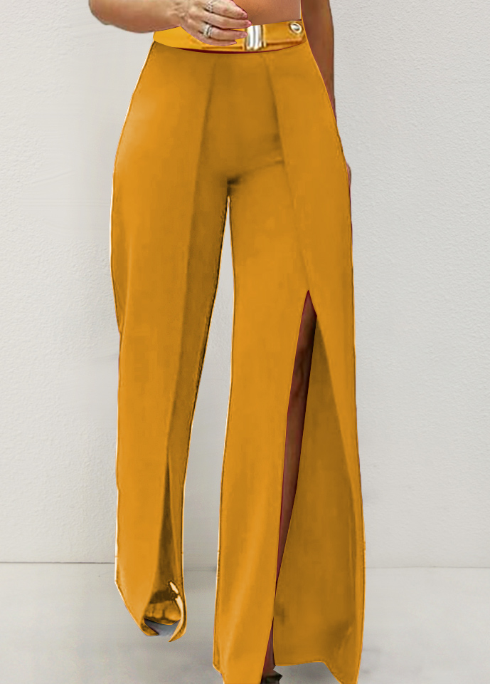 High Waisted Slit Design Ginger Pants